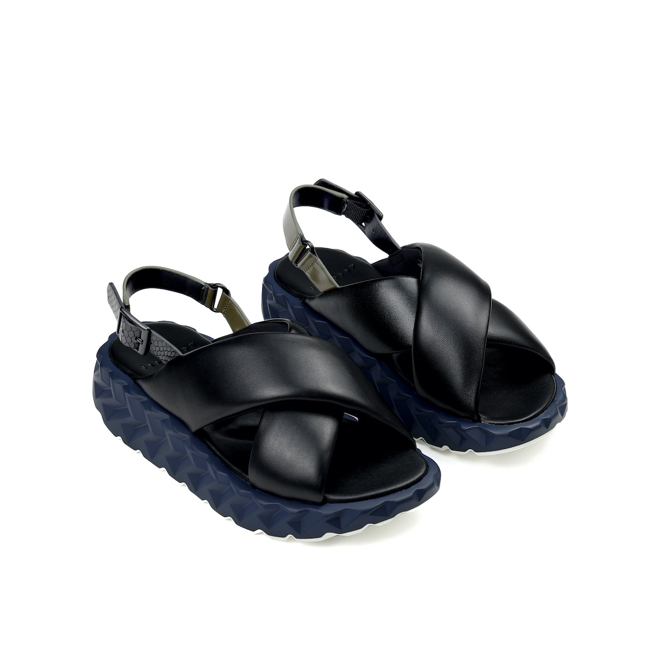 luxurious women's black leather sandals at 4CCCCEES new collection