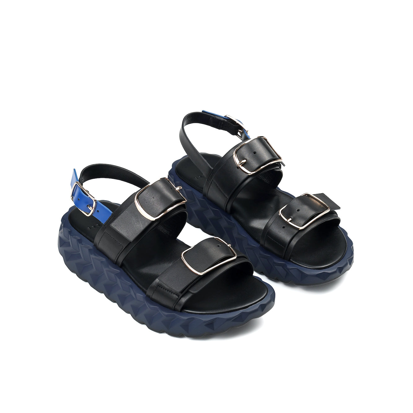 women's black leather platform sandals at 4CCCCEES