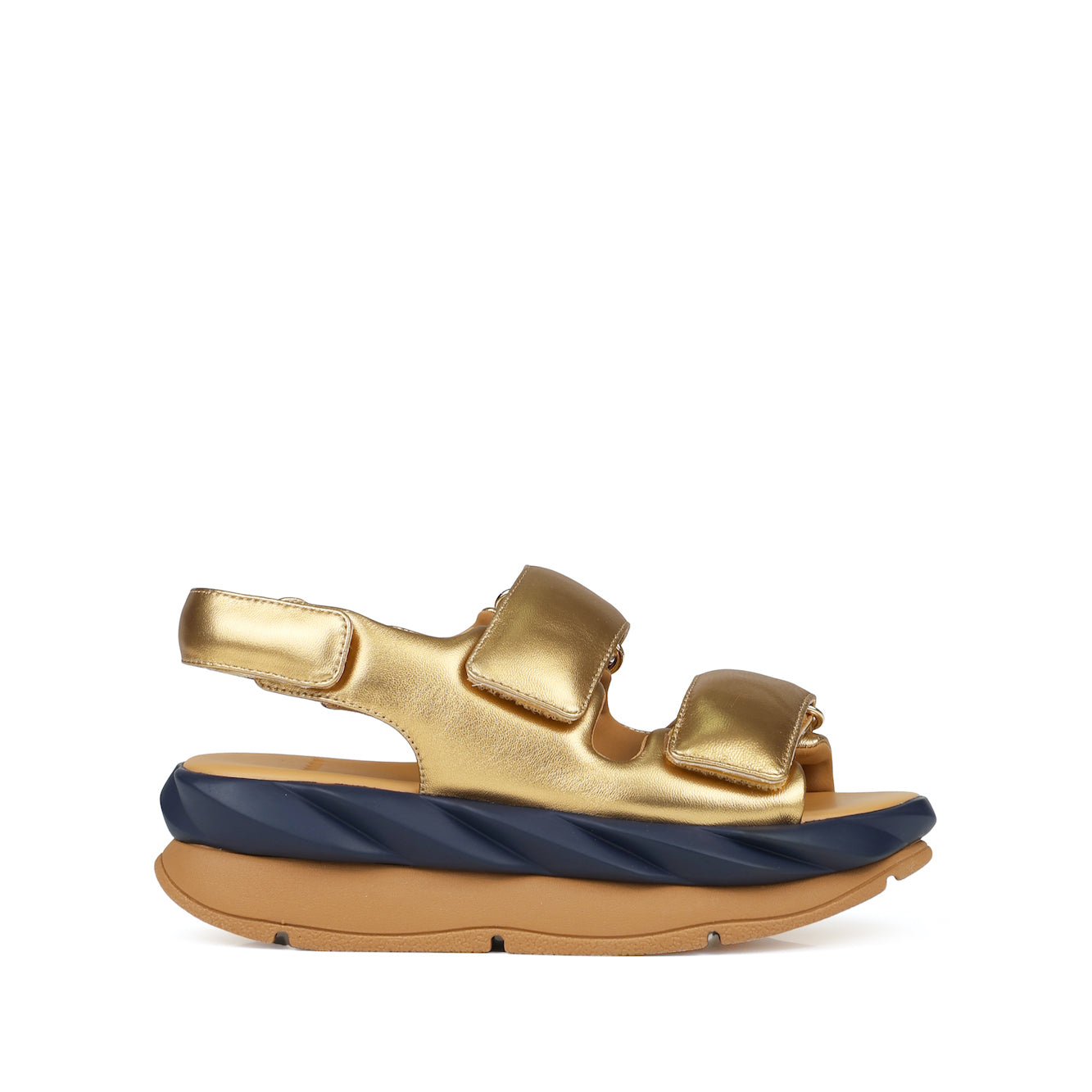 women's gold sandals with velcro at 4CCCCEES