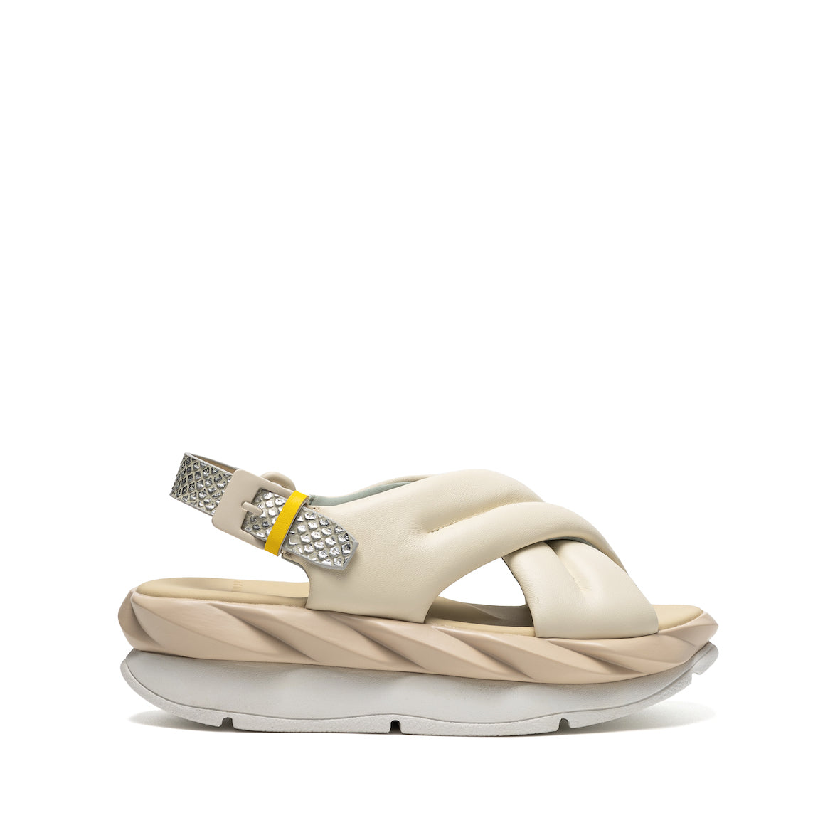 ivory cross strap leather sandals for women at 4CCCCEES