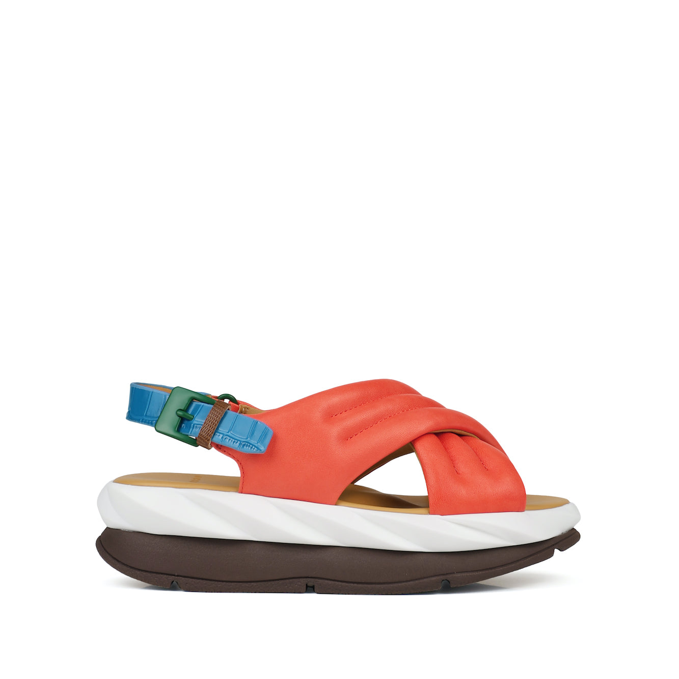 bold women's sandals with platform in coral pink