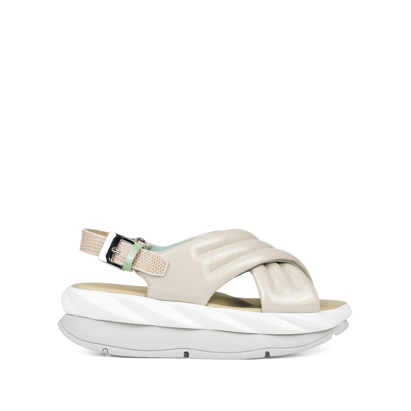 women's white leather sandals with unique design