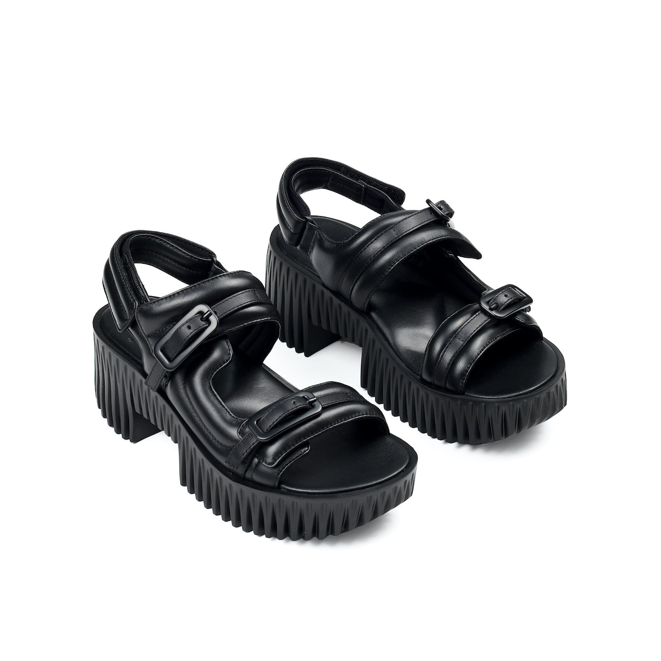 comfy black leather sandals for women