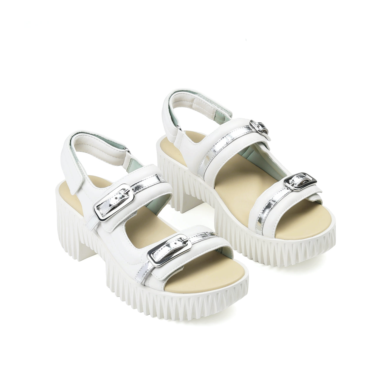 original white leather sandals for women